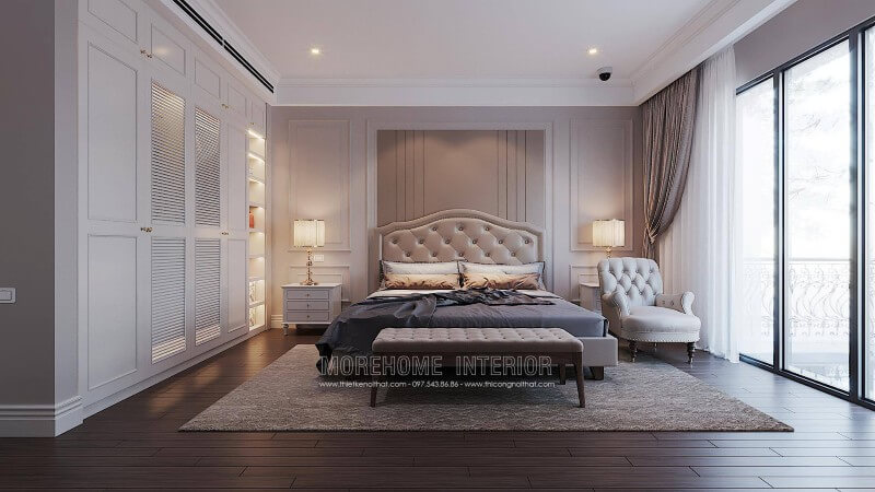 Mẫu thiết kế tủ quần áo đẹp cho không gian nội thất phòng ngủ biệt thự