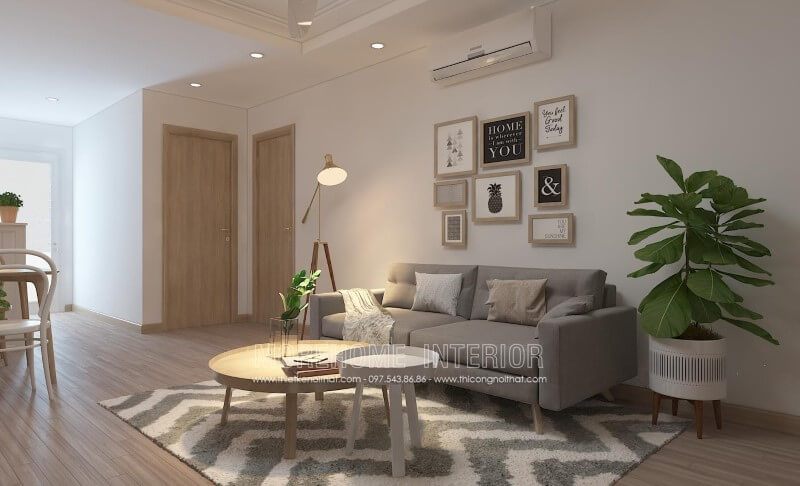 Sofa hiện đại bọc nỉ đơn giản, tiện nghi cho phòng khách chung cư nhỏ